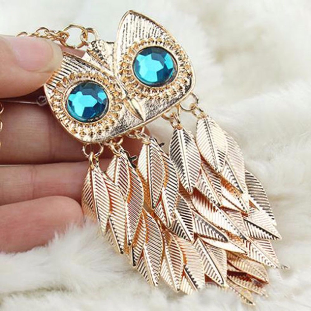 Charming Owl Necklace, Opera Length Chain, 28"